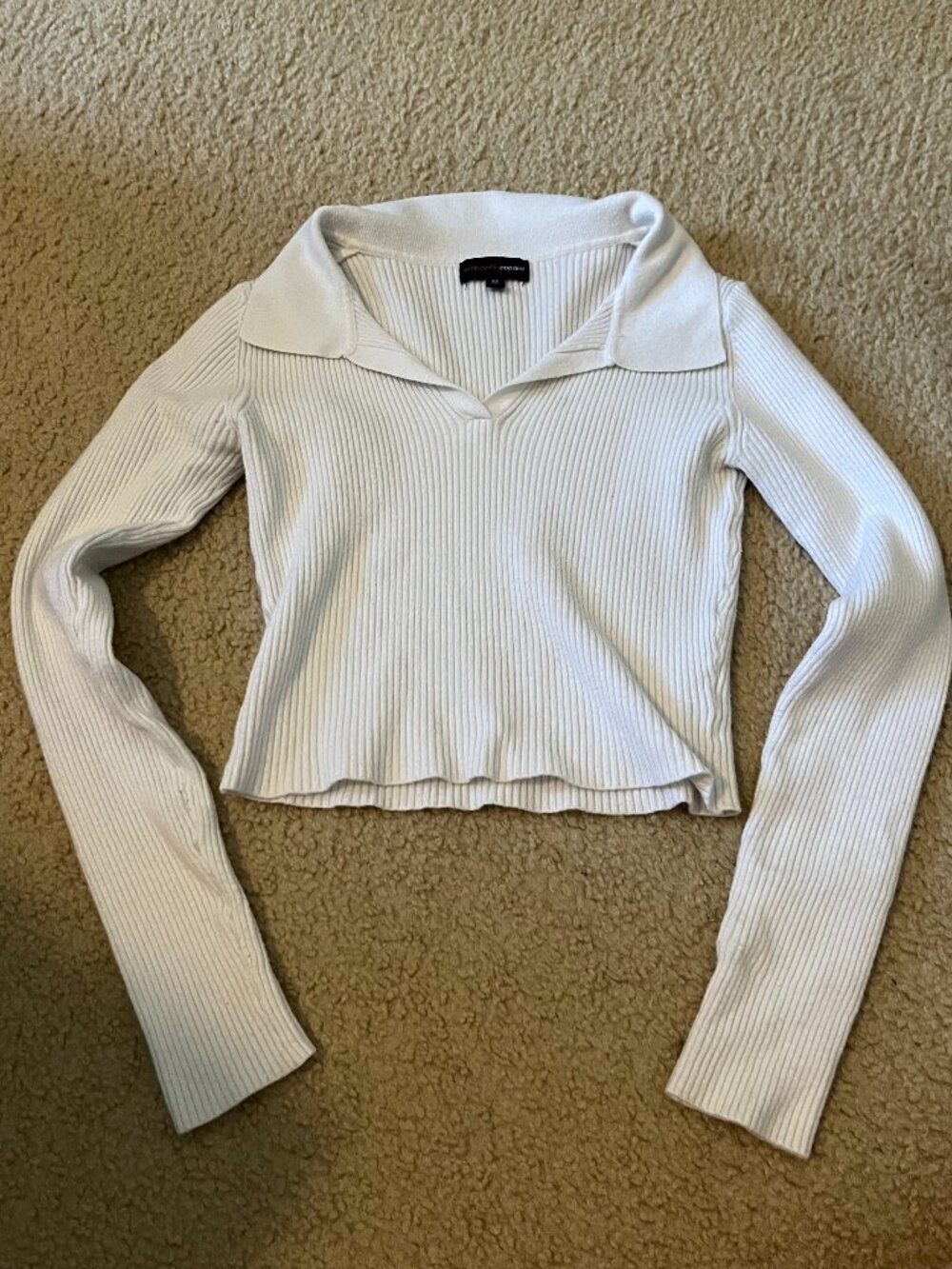 Collared Cropped Ribbed Long Sleeve | Size S/M
